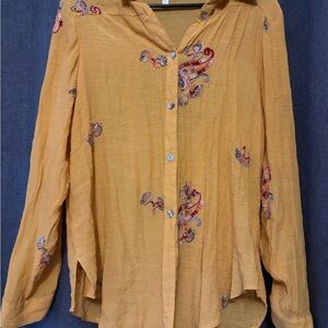 Fig and Flower, Anthropologie Mustard Button-Up Women's Top